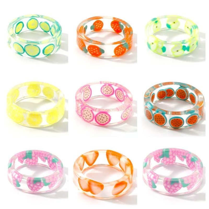 Acrylic Charm Rings for Women