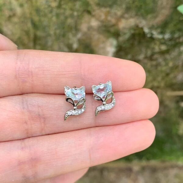 Blue Topaz Fox Earrings Silver