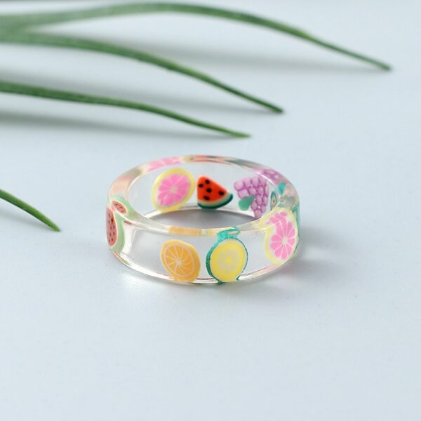 Colorful fruits resin ring