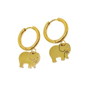 Elephant Hoop Drop Earrings