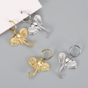 Elephant Stainless Steel Hoop Earrings: Gold and Silver