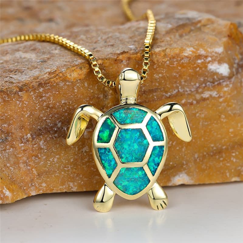 Fire Opal Turtle Pendant