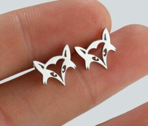 Fox Earrings Silver Origami Edition