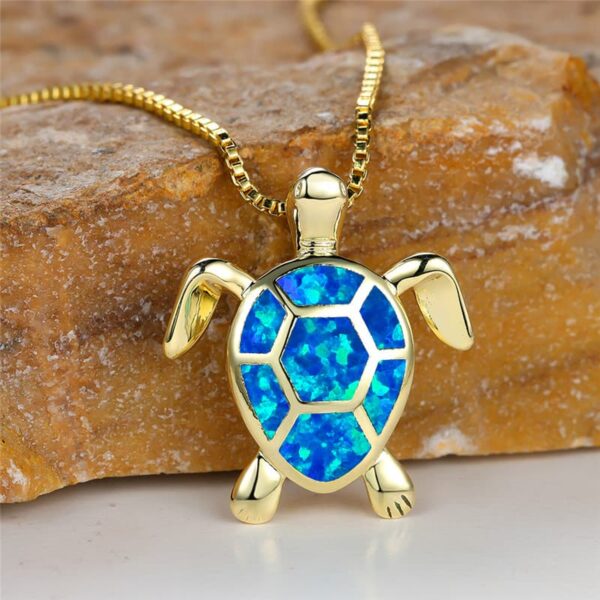 Opal Charm Sea Turtle Necklace