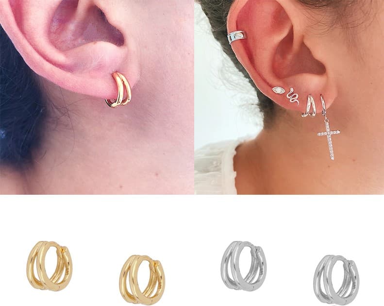 Sterling Silver and Gold Hoops