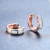 Small Hoop Earrings for Sensitive Ears in Rose Gold White Opal Small Hoop Earrings for Sensitive Ears in Rose Gold White Opal