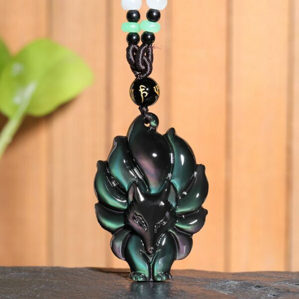 Mystic Jade Dragon Fox Pendant
