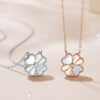 White Silver Clover Necklace