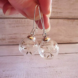 Glass Globe Dandelion Seed Earrings