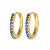 Gold Hoops with Blue Stones