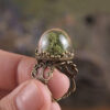 Green Moss Globe Rings