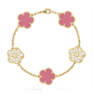 Pink and Gold Clover Bracelet