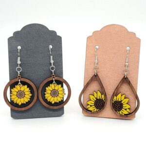 Sunflower Wooden Petal Drop Earrings