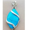 Blue Tiger Eye Pendant with Silver Wrappings Blue Tiger Eye Pendant with Silver Wrappings