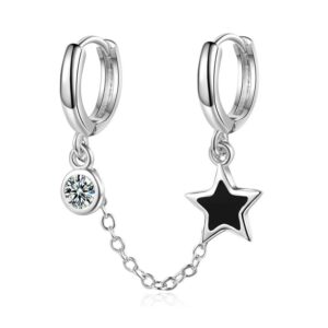 Silver Two Hole Piercings Chained Earrings