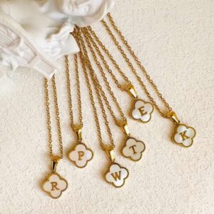 White Clover Necklace With Initials