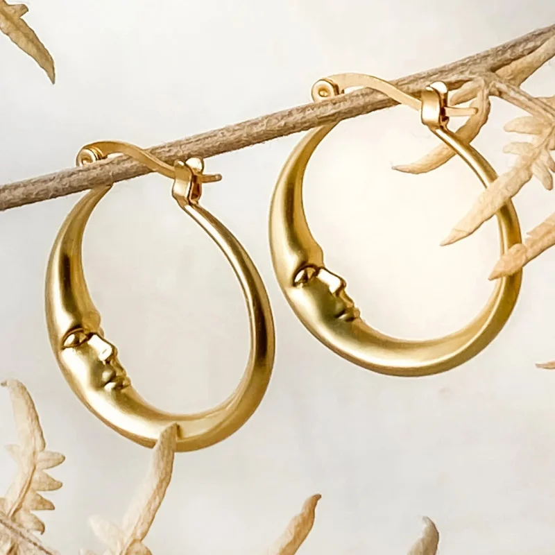 Gold Half Moon Hoop Earrings