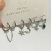 Silver Earring Sets for 5 Holes