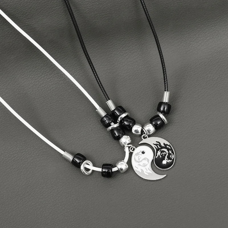 Yin Yang Dragon Necklace Set for Couples