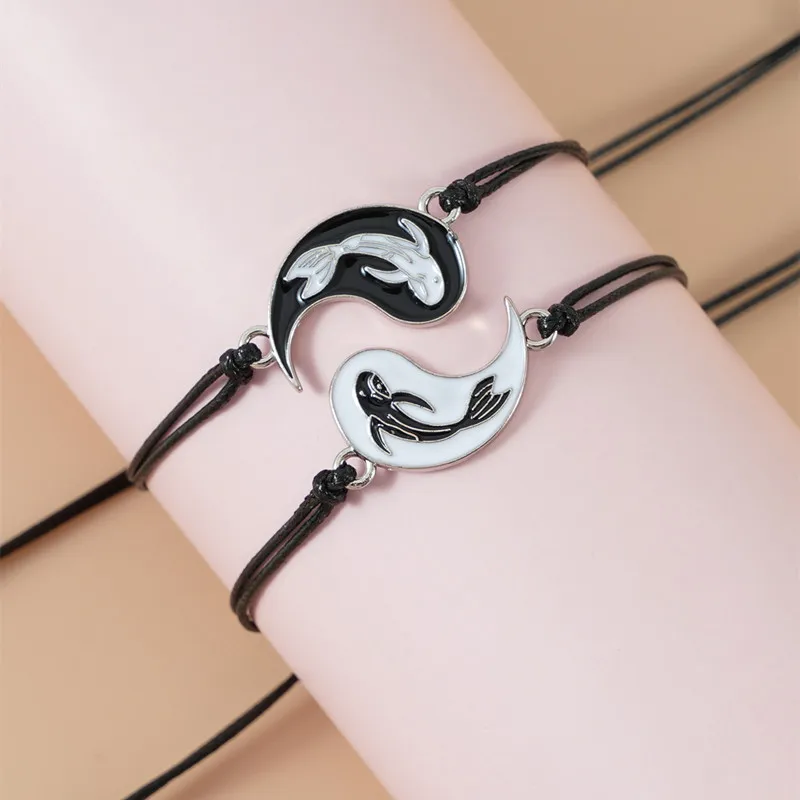 Yin Yang Fish Bracelet Set for Couples